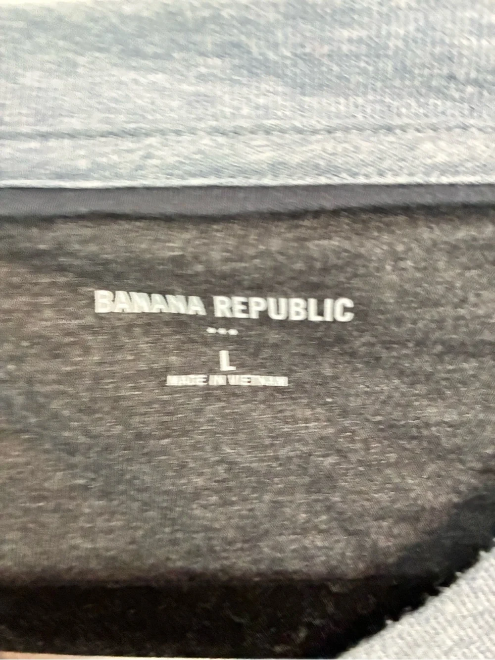 Banana Republic Long-Sleeve Henley - Light Gray and Navy